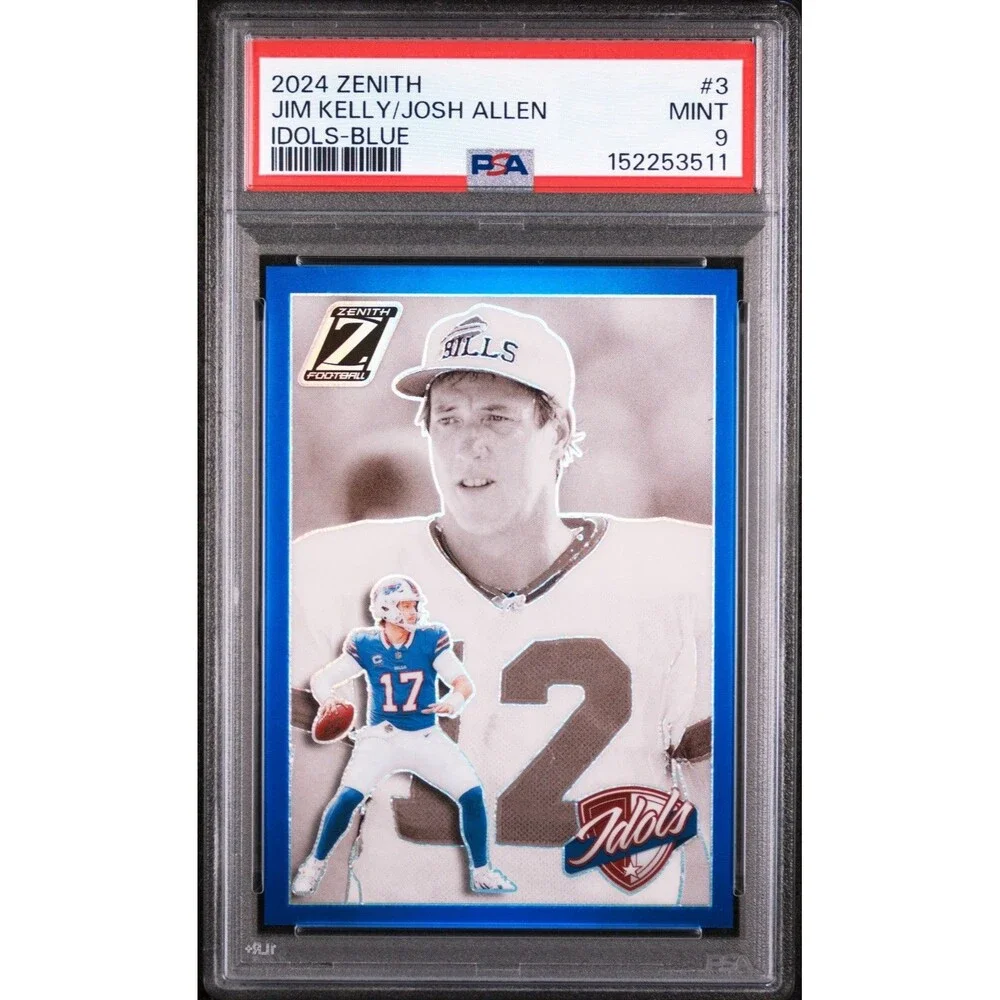 2024 Zenith Football Idols Josh Allen Jim Kelly Blue Prizm /25 BILLS PSA 9 Match